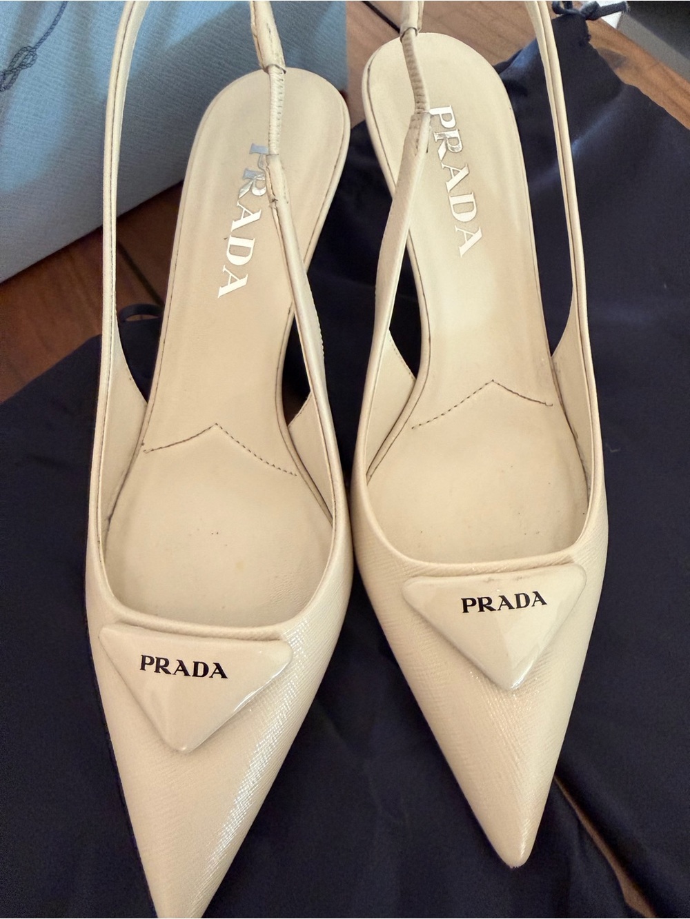 Prada Cream Beige Leather Pumps - Picture 8 of 8